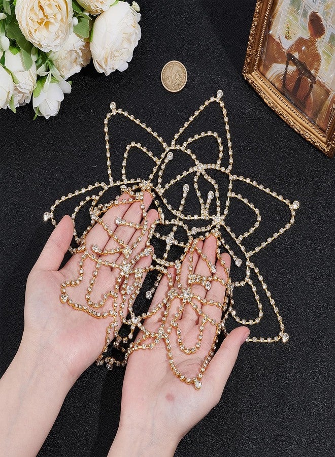 NICENEEDED 1920s Crystal Cap Headpiece, Flower Rhinestone Head Chain Golden Roaring 20s Hair Accessories, Hair Chain Hat for Bridal Cosplay Halloween Decor with 2Pcs Hair Clip - Image 3